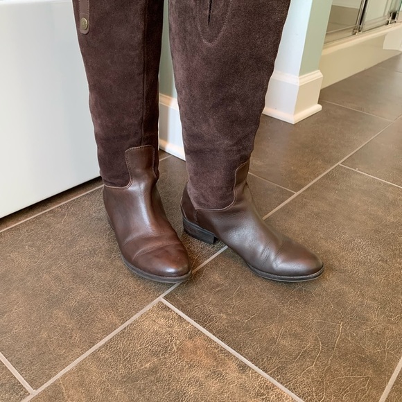 Sam Adelman knee high riding boots brown suede and leather low heel EUC - Picture 9 of 16